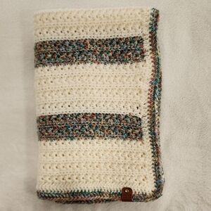 Handmade Crochet Blanket with Multicolor Stripes